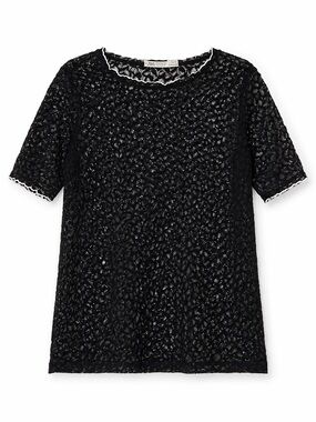 Zara Trafaluc Black Lace Top Contrast Trim Size XS